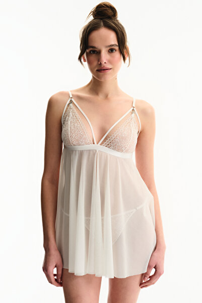 Penti Λευκό με δαντέλα Δαντέλα Λεπτομερές Babydoll