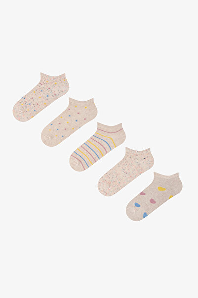 Penti 5 Pairs of Cotton Colorful Pauntiye Patterned Booties Socks