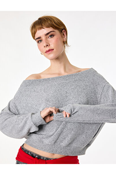 Koton Μακρυμάνικο μπλουζάκι με απαλή υφή και ανοιχτούς ώμους