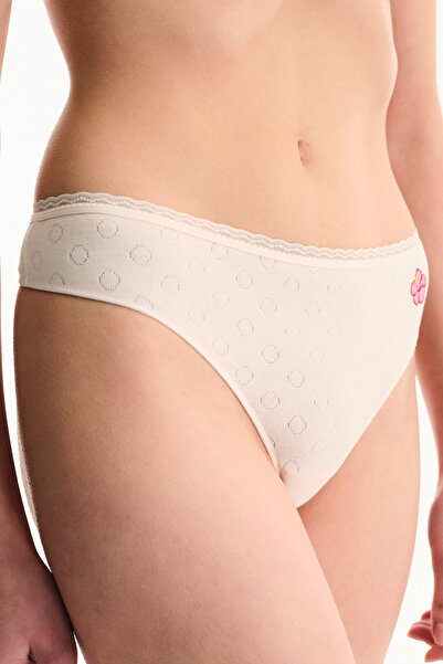 Penti Κρεμ Ροζ Σλιπ Τάνγκα με Πούλιες