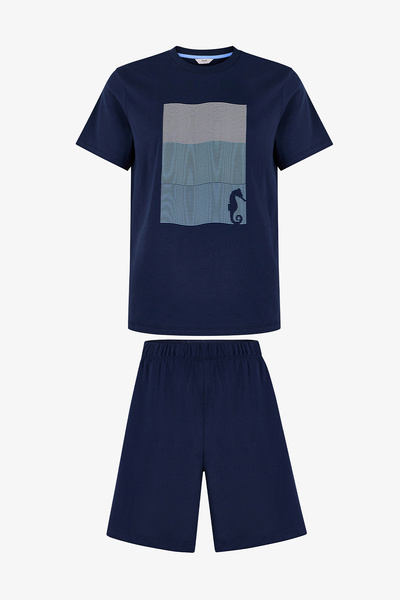 Penti Men's Colorful Ocean Track Shorts Pajama Set