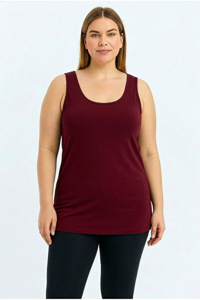 HNX Γυναικείο εσώρουχο Claret Red Cotton Plus Size Thick Strap