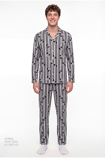 Penti Men's Colorful Lic-Mickey Shirt Pajama Set