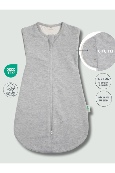 Zuppers Çift Kat Pamuk Bebek Kundak Tulum 1,5 TOG Gri