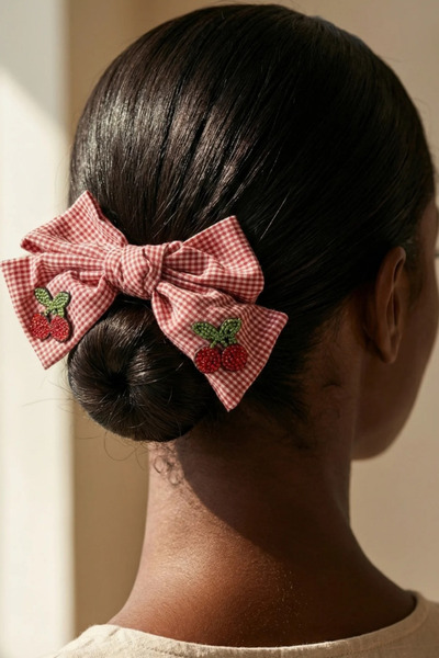 Katia&Bony Αξεσουάρ Cherry Πόρπη με φιόγκο με κουκκίδες κόκκινο