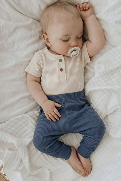 Cigit Σετ φορμάκι Basic 0-3 Years - Ανοιχτό Μπεζ και Μπλε Navy