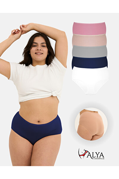 ALYA UNDERWEAR Ψηλόμεση Άνετη Εφαρμογή - Γυναικεία Σλιπ 5 Πακέτο Plus Size (Υ...