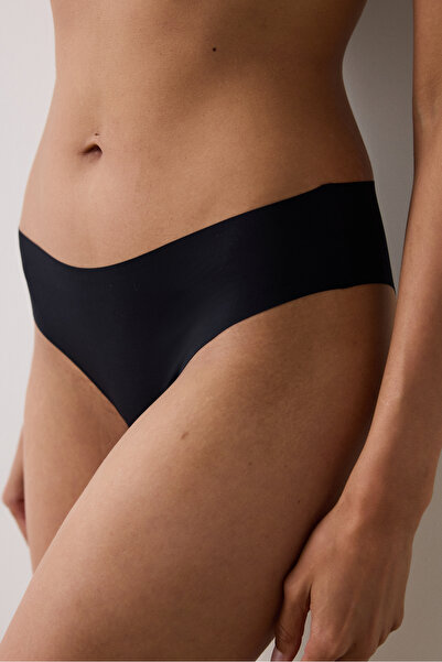Penti Black Low Waist Laser Cut Non-Marking Brazilian Panties