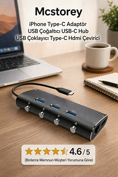 Mcstorey iPhone Type-C Adaptör USB Çoğaltıcı USB-C Hub USB Çoklayıcı Type-C H...