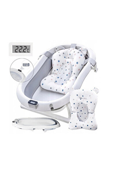 OEM Foldable baby bathtub set of 5 pieces, with drainage system, temperature ...