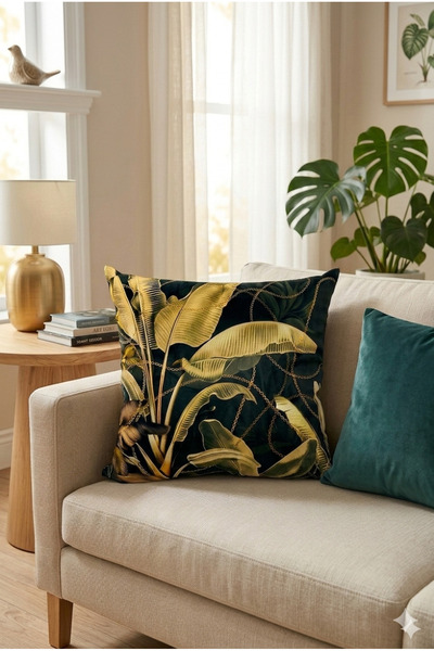 ASDİVA Husă decorativă pentru pernă Pardus Antracit cu model de plante 45x45