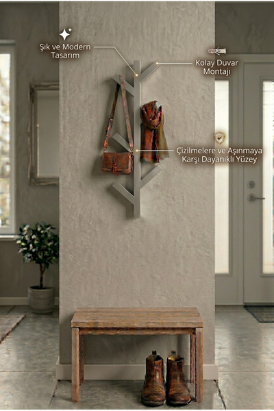 Grandmix Duvara Monte Metal Vestiyer Portmanto Askılık Minimalist Tasarım Elb...