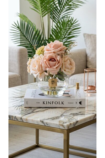 TASARIMHMODA Yapay Çiçekli Fanus Vazo ( Oda Kokusu) No:5