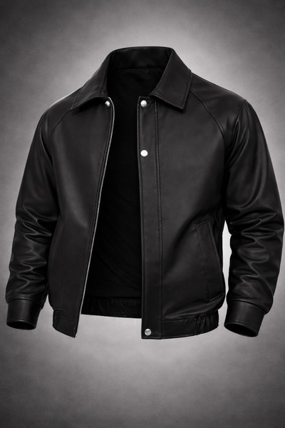 Boymen Jachetă de piele oversize pentru bărbați Jachetă bomber din piele prem...