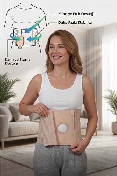 zabinza Medikal Kolostomi Korsesi 26 cm - Karın Duvarı ve Fıtık Destekli Stom...