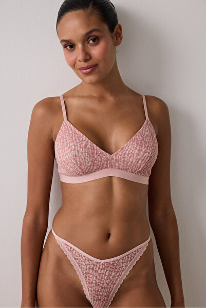 Penti Light Dusty Rose Zebra Patterned Underwire-Free Triangle Bra