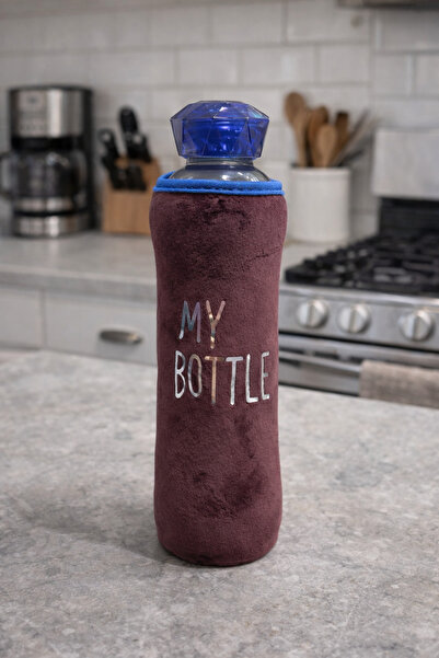 Arma House Kahverengi Diamond Kadife Kaplı 600 Ml Cam Su Matarası