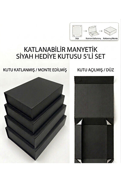 MonoRigidBox Siyah Mıknatıslı Mukavva Kutu Takı Parfüm Çikolata Saat Kıyafet ...