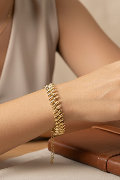 XUPING JEWELRY Stil Incisi/Xupıng Jewelry 14 Ayar Altın Kaplama Piramit Bileklik