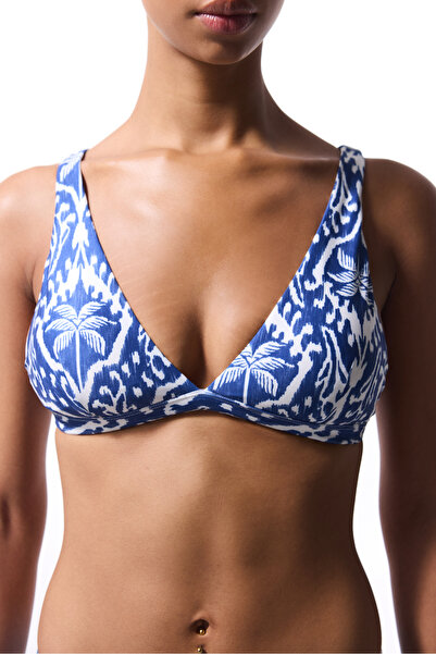 Penti Top de bikini Island Deep V cu model de frunze