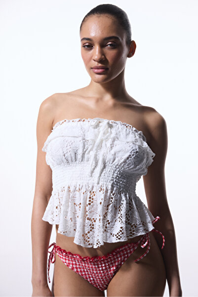 Penti Λευκό Clea Στράπλες Crop Top