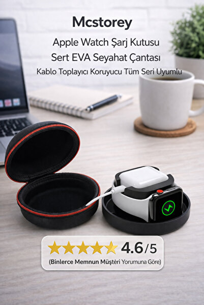 Mcstorey Apple Watch Şarj Kutusu Sert EVA Seyahat Çantası Kablo Toplayıcı Kor...