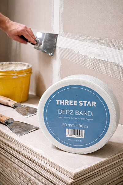 Veka THREE STAR Derz Bandı 50 mm x 90 m – Kendinden Yapışkanlı File Bant (Alç...