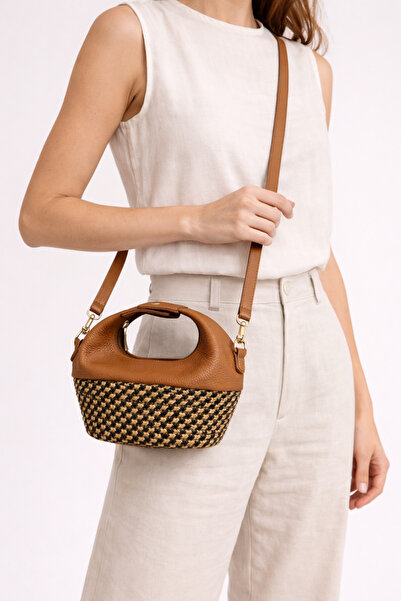 MaVaux Κομψή Premium Γυναικεία Τσάντα Χιαστί με Μαλακό Ψάθινο Υλικό και Γνήσι...