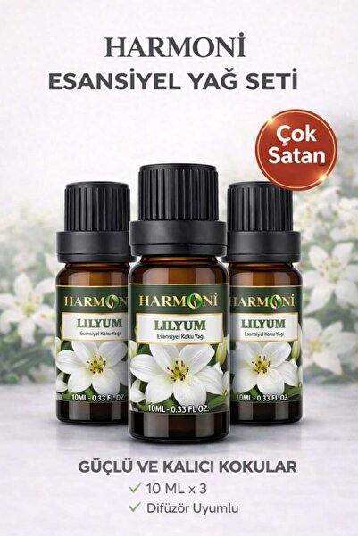 HARMONİ LİLYUM ÇİÇEĞİ Esansiyel Uçucu Koku 3X10ML Difüzör Esansı Buhurdanlık ...
