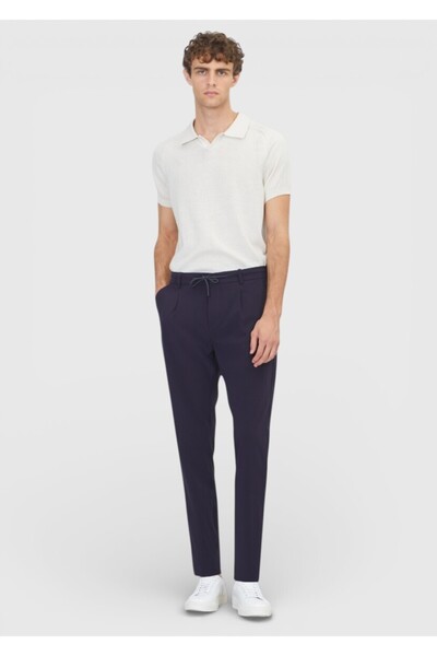Ramsey Navy Blue Casual Jogging Pants - Plain Woven