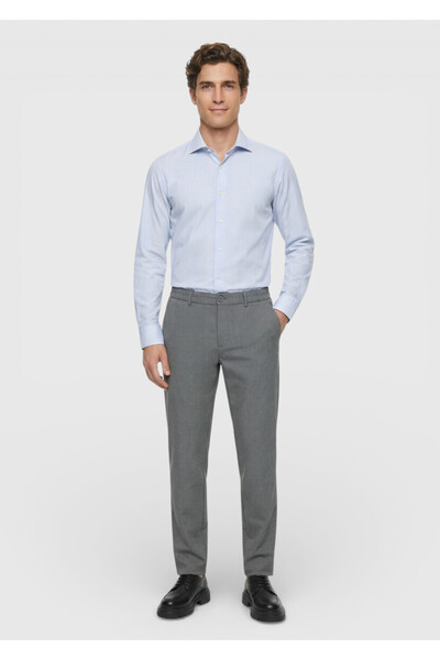 Ramsey Γκρι ίσιο υφαντό παντελόνι Jogging Fit Casual