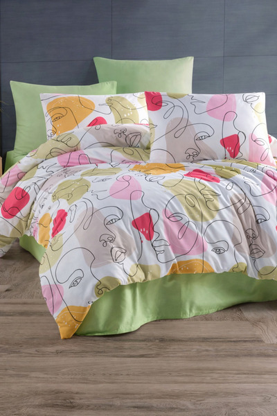 NazeninHome Σετ μονό παπλωματοθήκη από 100% βαμβάκι Ranforce Ruby |   Χωρίς σ...