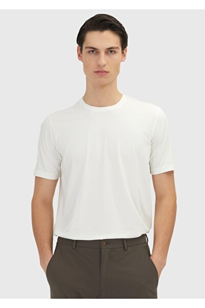 Ramsey Ecru Plain Crew Neck T-Shirt