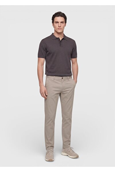Ramsey Παντελόνι Mink Plain Woven Regular Fit Casual από βαμβακερό μείγμα