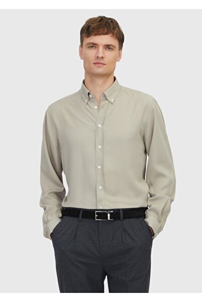 Ramsey قميص كاجوال منسوج بلون الرمال