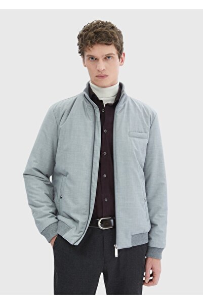 Ramsey Gri Regular Fit Dik Yaka Casual Dokuma Mont