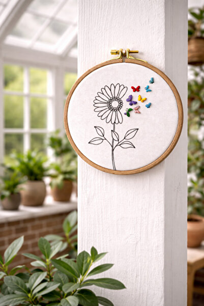 DEAR HOME Butterfly baskı nakış kasnak pano