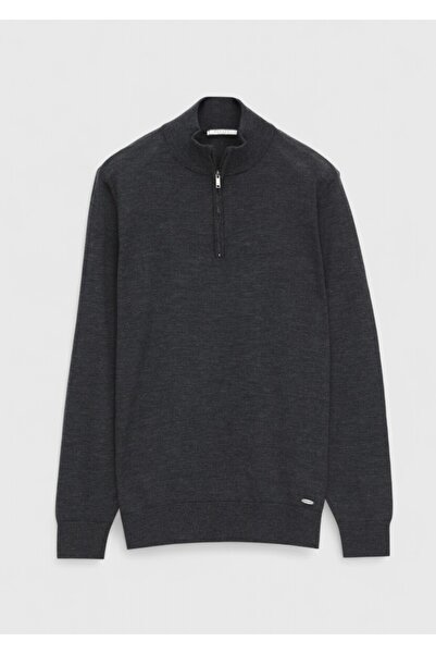 Ramsey Πλεκτό πουλόβερ με μισό ζιβάγκο από ανθρακί