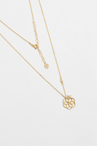 So CHIC... Yaşam Çiçeği 18 Ayar Sarı Altın Kaplama 45 Cm Gümüş Kolye