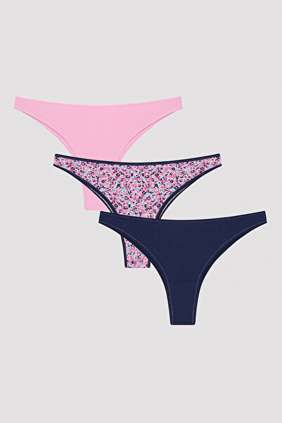 Penti Bonbónové květinové vícebarevné 3dílné brazilské kalhotky