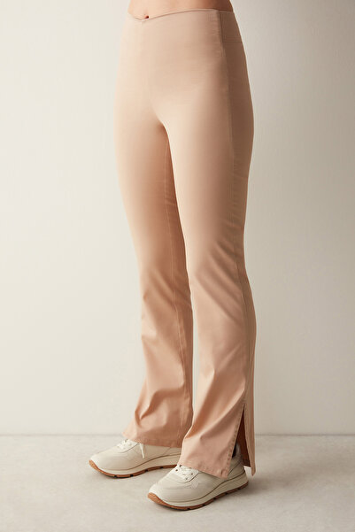 Penti Μπεζ ψηλόμεσο Jean Look Flare Flared Leg Παντελόνι