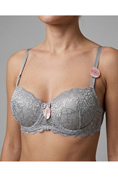 Eloniatr Strapless Kesim Dantelli Tam Destekli Sütyen Gri