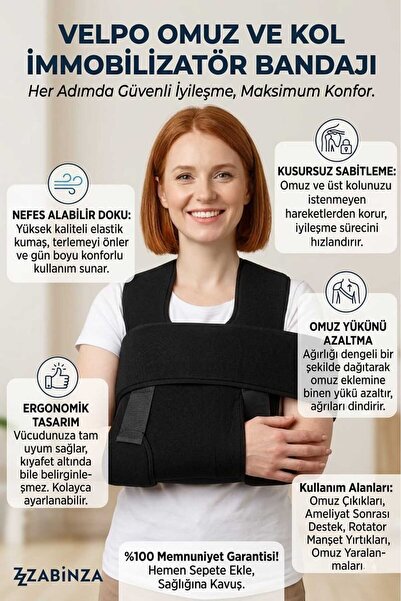 zabinza Velpo Omuz Bandajı -Yetişkin–Omuz Kol Askısı – Omuz Sabitleyici – Vel...
