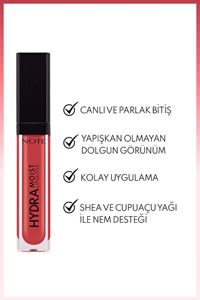 NOTE Hydramoist Lipgloss 08 Party Mood Nemlendirici Dudak Parlatıcıs - Kırmızı