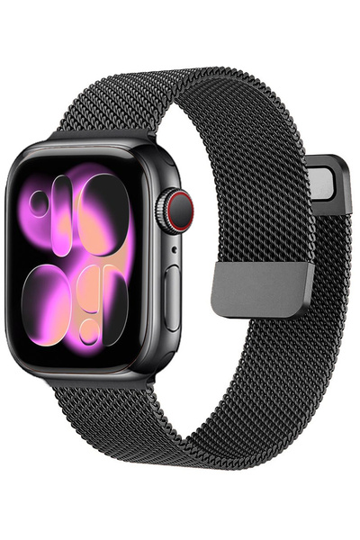 Nezih Case Apple Watch Seri 10 42mm / Seri 11 42mm Uyumlu Paslanmaz Hasır Örg...