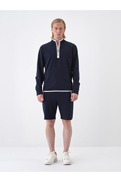 Xint Erkek Lacivert Slim Fit Pamuklu Sweatshirt