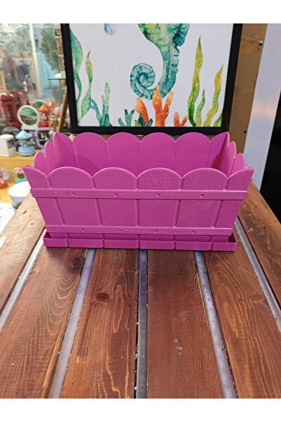 Özlider Balkon Saksı Dikdörtgen Açık Pembe(Altlık Dahil)