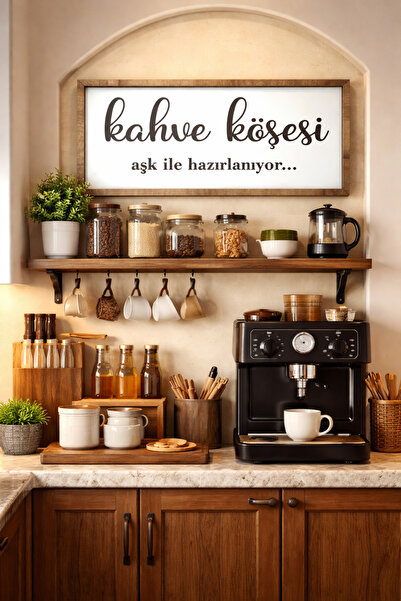 Mr Home Kahve köşesi Çerçevesi-Mutfak Dekorasyonu-Kahve Köşesi Dekorasyonu