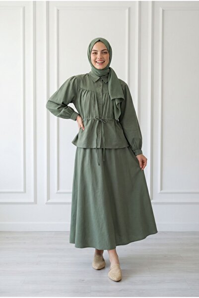 MİHRA STORE Övün Cupra Σετ Φούστας και Τούνελ-NA3437 Χακί