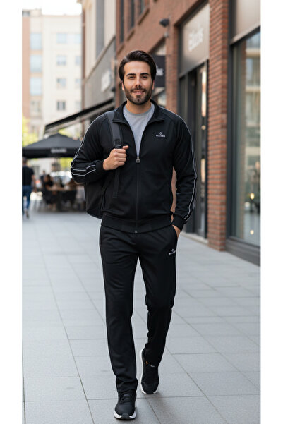 ELLOKS Men's Rashell Fabric College Collar Sport Casual Fit Tracksuit Set